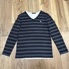 バーバリーブラックレーベル 重ね着風 ストレッチ Vネックカットソー ロンT 2