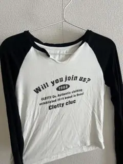 ラグランスリーブ Tシャツ ホワイト/ブラック