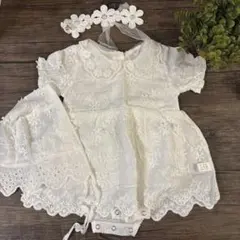 新生児退院着女の子ドレス花ヘアバンド