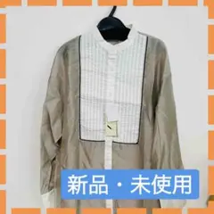 【新品タグ付き】上品デザイン バンドカラーブラウス Mサイズ