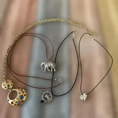 ネックレス4点セット エレファント・ハート・カラフル