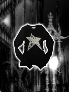 星 ニットトップス ピチT サブカル パンク y2k グランジ ダークコア