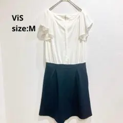 ViS/ビス ワンピース 膝丈 バイカラー ドッキング パーティ 普段 春夏秋のサムネイル