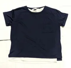 ネイビー レイヤード Tシャツ Мサイズ