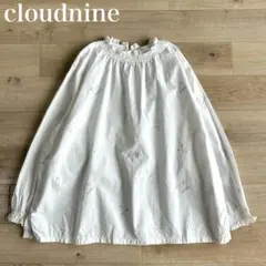 クラウドナイン 美品 総柄 フリルギャザー オーバーサイズ シャツブラウス 長袖