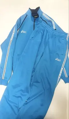 【美品‼️】asics ジャージ　上下セット セットアップ　トラック　水色　青