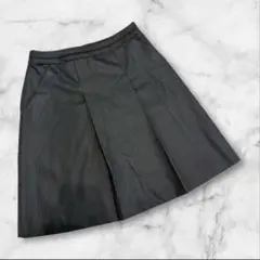 エムエフエディトリアル　膝丈スカート　プリーツ　グレー　Lサイズ　ブラック　毛