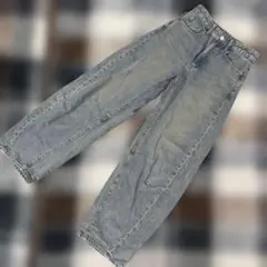 GU ジーユー バレルレッグジーンズ 丈短め68.0cm XS ブルー