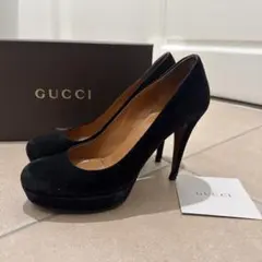 GUCCI ブラック スエード パンプス 中ヒール - メルカリ