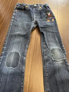 DOUBLE.B クマ刺繍 ダメージデニムパンツ120