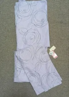 5/31処分小紋 薄紫色 花柄　洗える着物