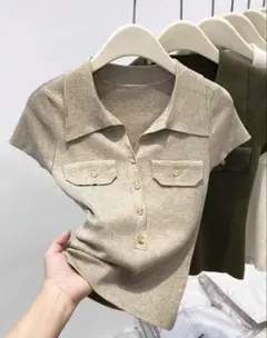 SHEIN 夏用ニットトップス ゴールドボタン ワンホンのサムネイル