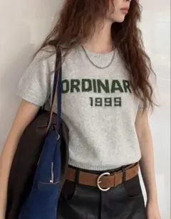 ORDINARY 1999 ロゴプリント 半袖ニット グレーのサムネイル