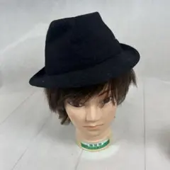 黒 中折れハット フェドラハット ブラック フリーサイズ（F）