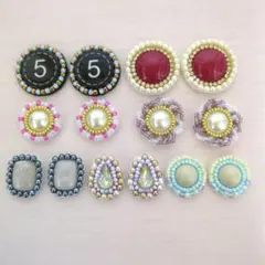 M11 ビーズ刺繍 カボション パーツ 14個 ハンドメイド 匿名配送