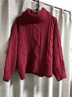 【冬可愛い♡】INGNI バーガンディ ニット タートルネック セーター　赤