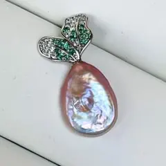 絶品照り 本真珠ネックレス　ペンダント　バロックパール　天然虹色　異形パール