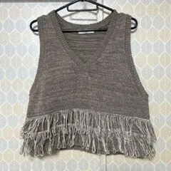 Samansa Mos2 フリンジ付きベスト フリーサイズ