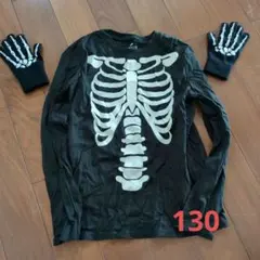H&M ハロウィンコスチューム ガイコツ 長袖シャツ 130cm目安 手袋