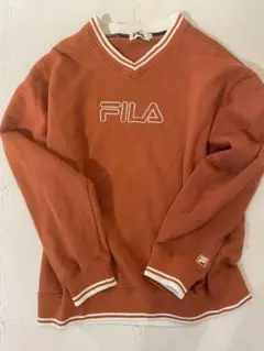 FILA オレンジ Vネック トレーナー
