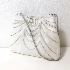 ビーズバック　ビーズ刺繍　結婚式　パーティー　ホワイト　白