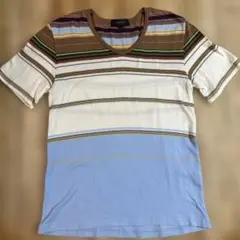 SHIPS JET BLUE マルチボーダー Vネック Tシャツ Lのサムネイル