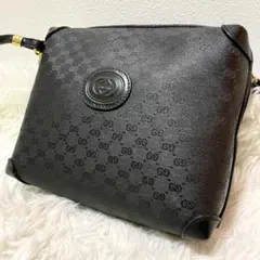 美品　グッチ　ショルダーバッグ　GGスプリーム　インターロッキング　黒　金