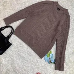 美品　beams ビームス　ケーブル編みニット　グレージュ　メンズ　Sサイズ