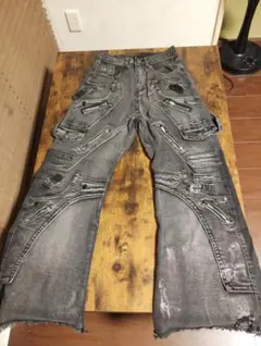 ハイウエストy2kジーンズ ブラック グレー