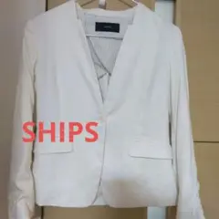 SHIPS ホワイト テーラードジャケット麻39％春夏秋