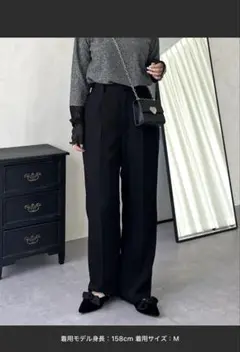 プロズヴェール　ハイウエストスリムストレートタックパンツ　PMサイズ