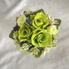 【新品】グリーンの花々プリザーブドフラワーアレンジメント　フラワーギフト