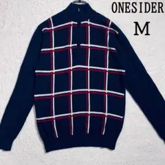 ONESIDER ワンサイダー カシミヤ ニット ネイビー Ｍ　ゴルフウェア