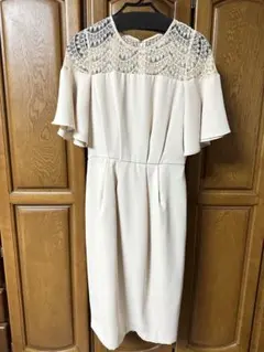 ナノユニバース/レース装飾ベージュ　ドレス