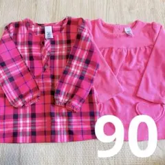 Carter's ピンク チェック シャツ フリース ワンピース