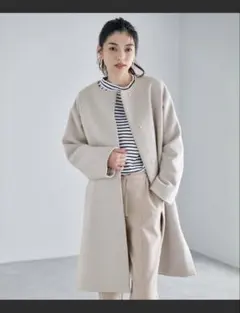 ANY（エニィ） 【防風裏地】ウールブレンドノーカラーコート （エクリュ）