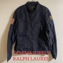 [美品]DENIM&SUPPLY シングルライダースジャケット ナイロン 紺