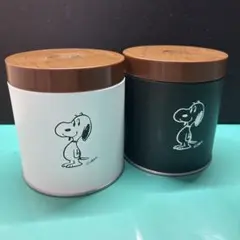スヌーピー 空き缶セット ホワイト ブラック ステッカー付き