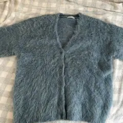 モヘア風グリーンカーディガン 長袖