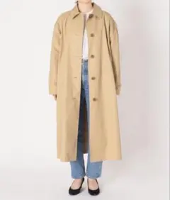 ベージュ ロングコート ボタン式