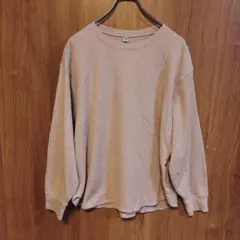 【大きいサイズ】ユニクロ　ワッフルクルーネックT ゆったり　ピンク　XXL