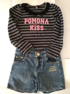 POMONA KISS 120サイズ Tシャツとデニムショートパンツセット
