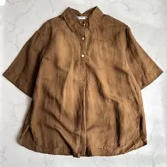 ユニクロ　JW ANDERSON　リネンブレンドプルオーバーシャツ【S】ブラウン