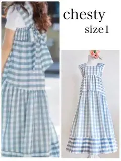 chesty チェスティー　バックリボンギンガムチェックワンピース　美品