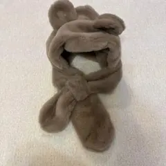 クマ耳付きフリース帽子　ダッフィー　ミッキー