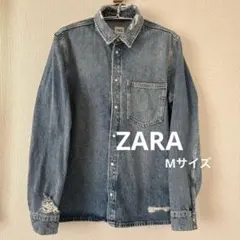 ZARA ザラ デニムジャケット ダメージ加工 Mサイズ ブルーシャツ 長袖