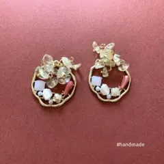 …598＊ イエロー　じゃらじゃら　ハンドメイド　イヤリング　ピアス　ゴールド