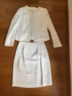 【美品】anySiS エニィスィス セレモニースーツ セットアップ 白 ツイード