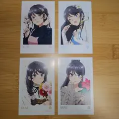 青ブタ 桜島麻衣 インスタントカメラ風イラストカード4種類セット