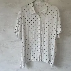 UNIQLO ユニクロ　ドット柄 半袖シャツ ホワイト　Lサイズ　水玉柄